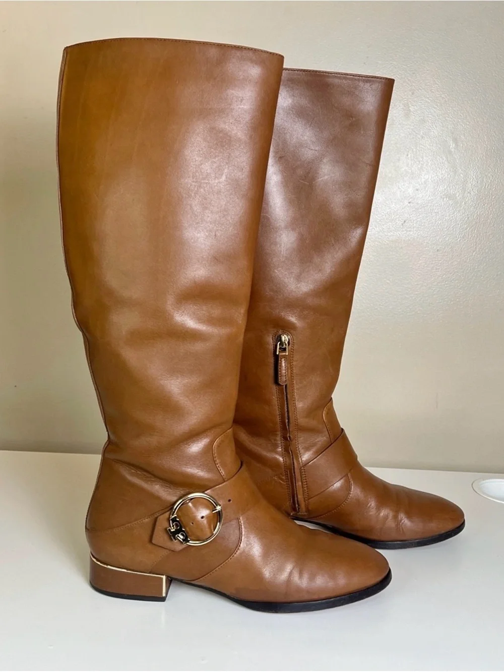 Tory Burch Sofia Brown Leather Knee-High Riding Boots Size 9